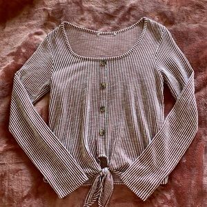 Red & White Long Sleeve Top